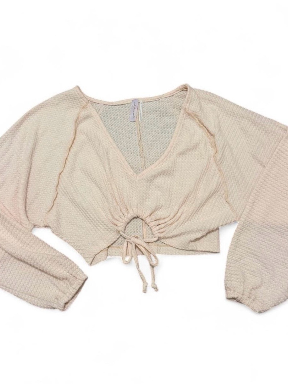 Urban Outfitters Out From Under ivory  Joey Waffle V-Neck crop Top